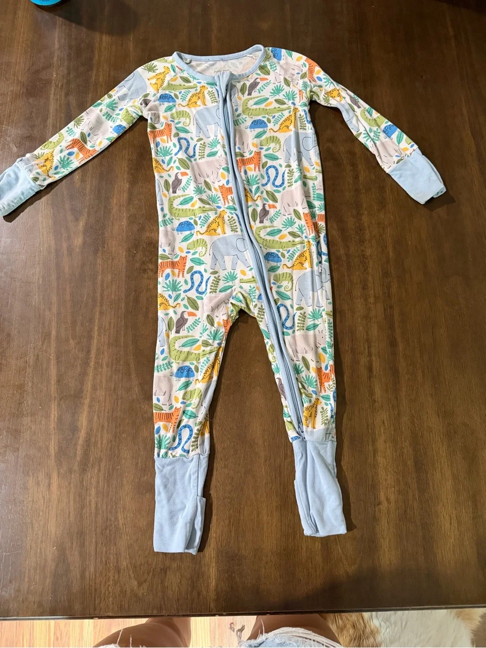 Little Sleepies Light Blue Jungle Animal Zip One-Piece